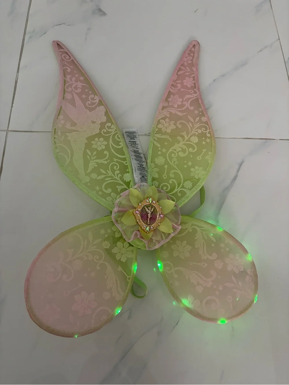 Disney Tinkerbell Fairy Wing Light-Up, One Size, Pink/Green Glitter
